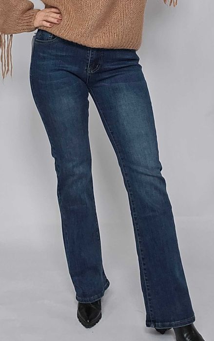 Spodnie jeansy dzwony elastyczne S