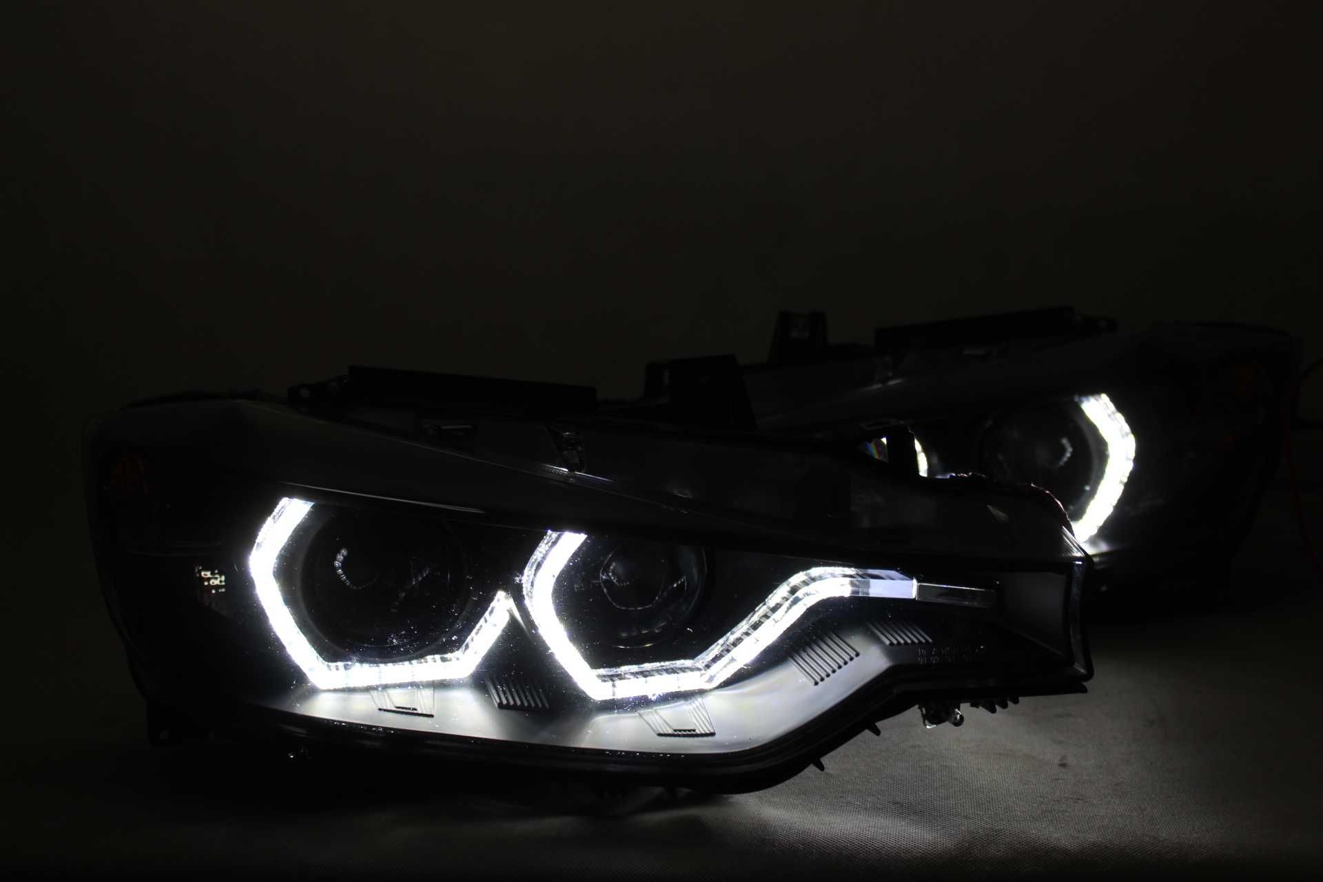 Lampy przednie przód BMW F30 11-15 H7 LED RINGI Dzienne DRL Black !