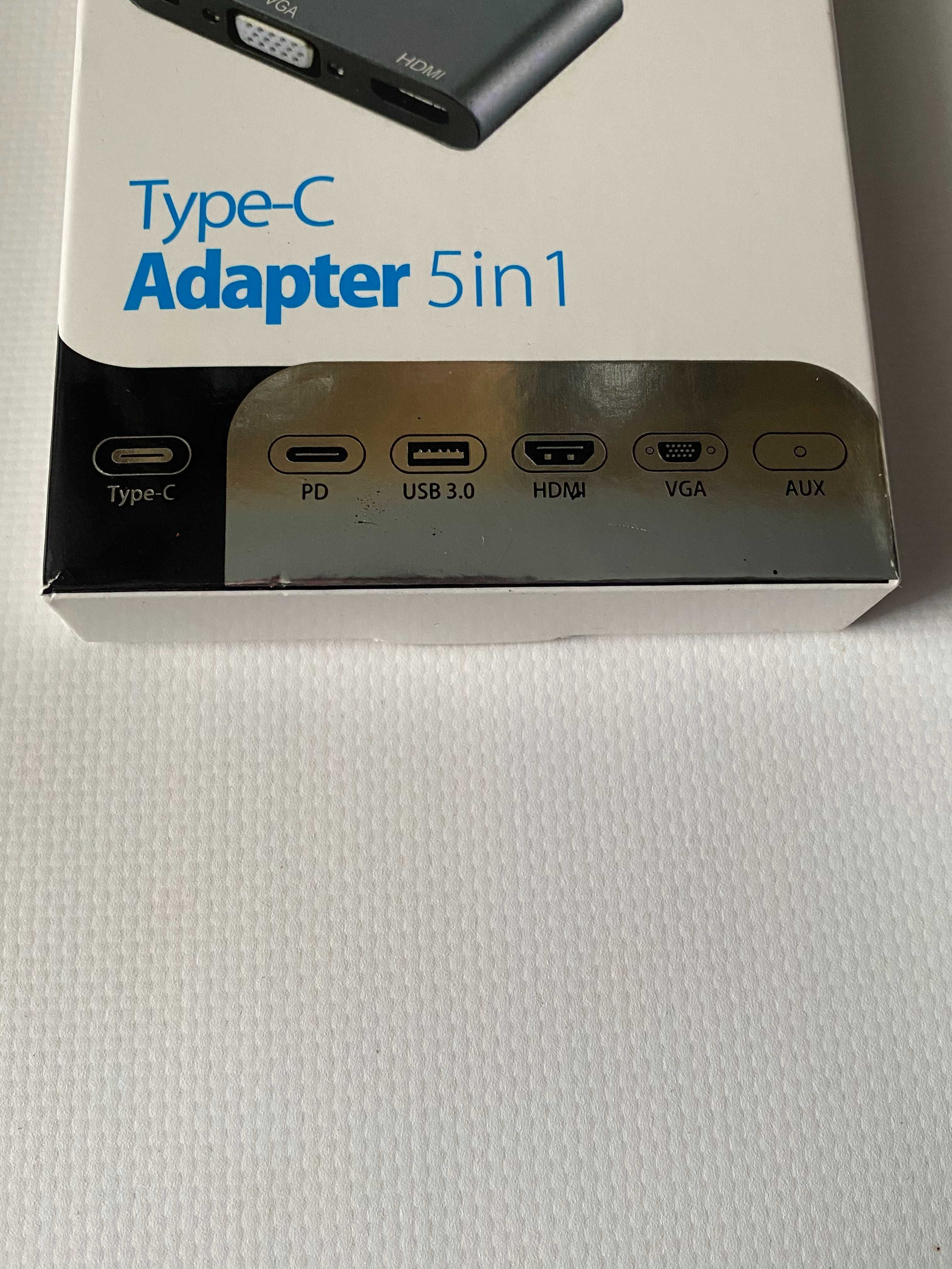 Переходник 4K USB-C HUB PD+HDMI+VGA+USB 3.0 +AUX  5 in 1