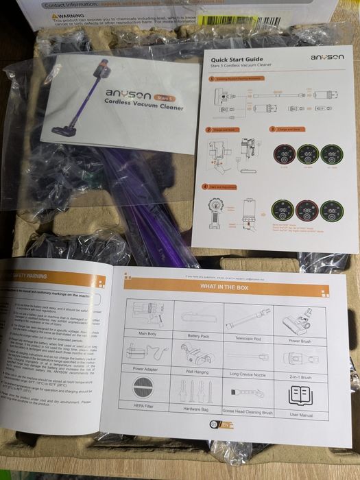 Акумуляторний пилосос Anyson 45000Pa/550W