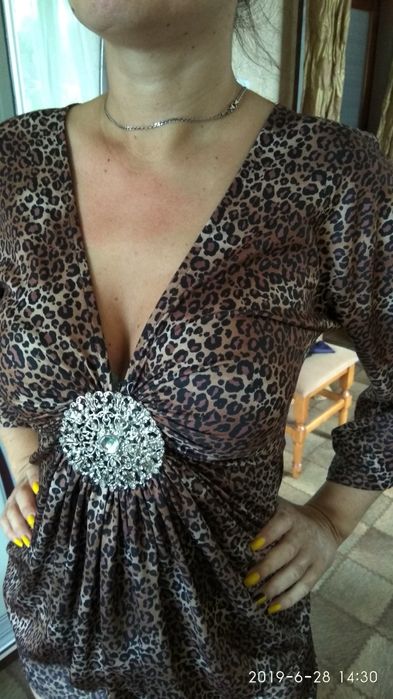 Туника леопард нарядная размер 46