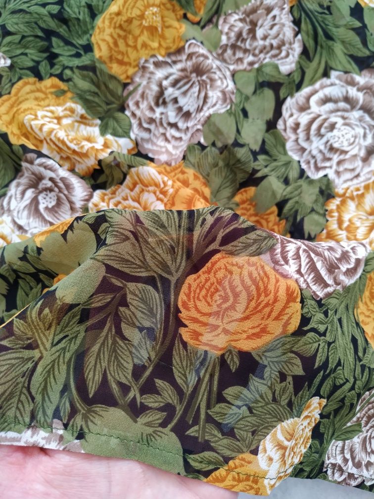 Koszula damska, Max Mara, vintage, M, krótki rękaw, kwiaty, wzór
