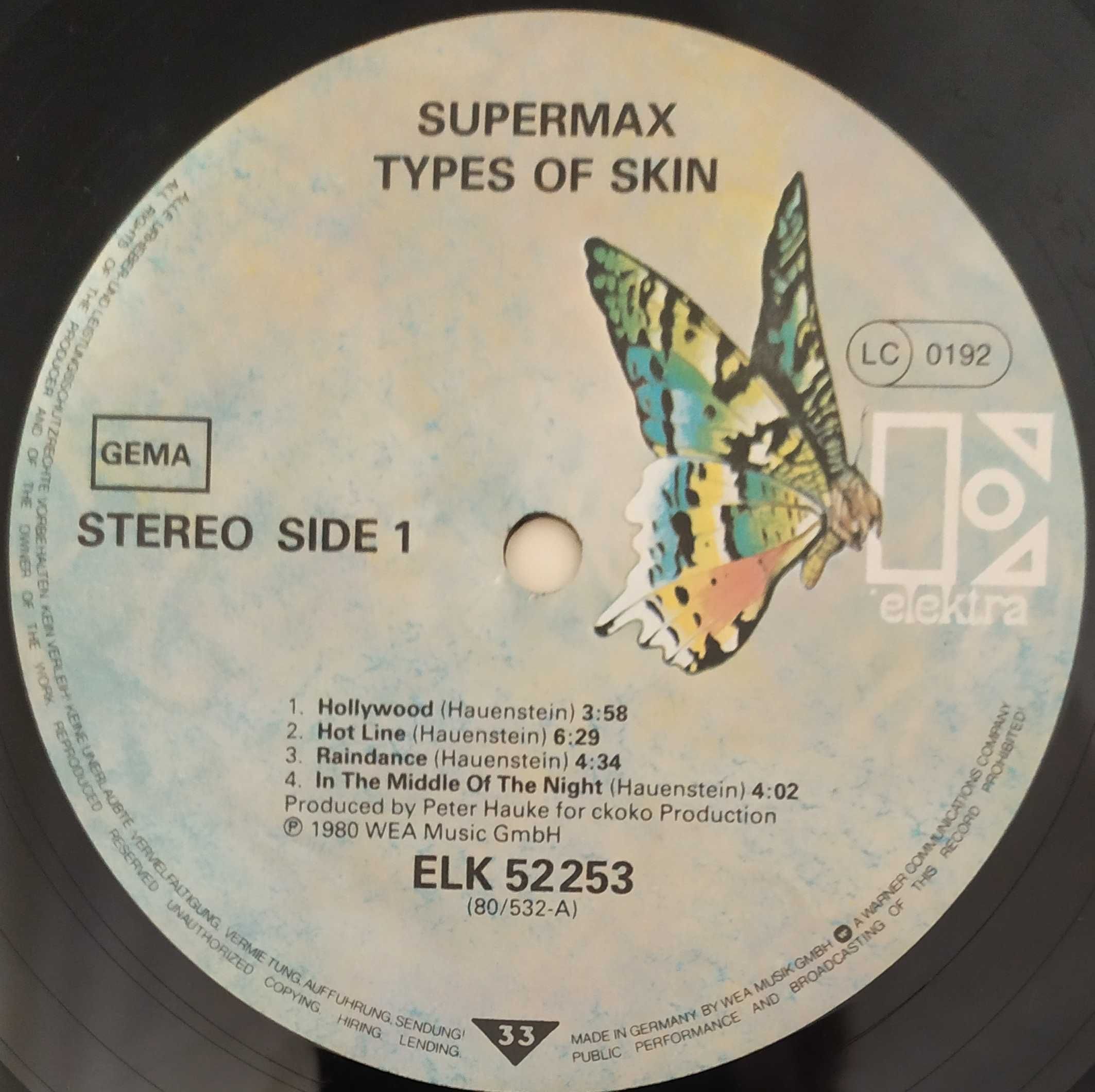 Supermax - Types Of Skin. LP. German. EX.