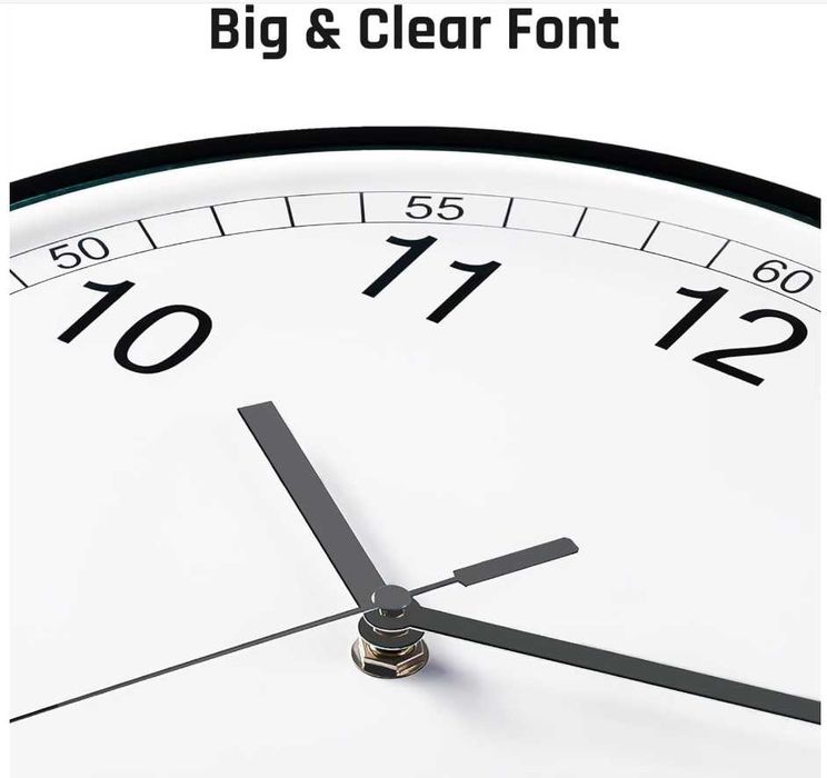 Zegar ścienny cichy analogowy czarny 30cm