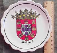 Prato pequeno decorativo porcelana com brasão armas de Portugal