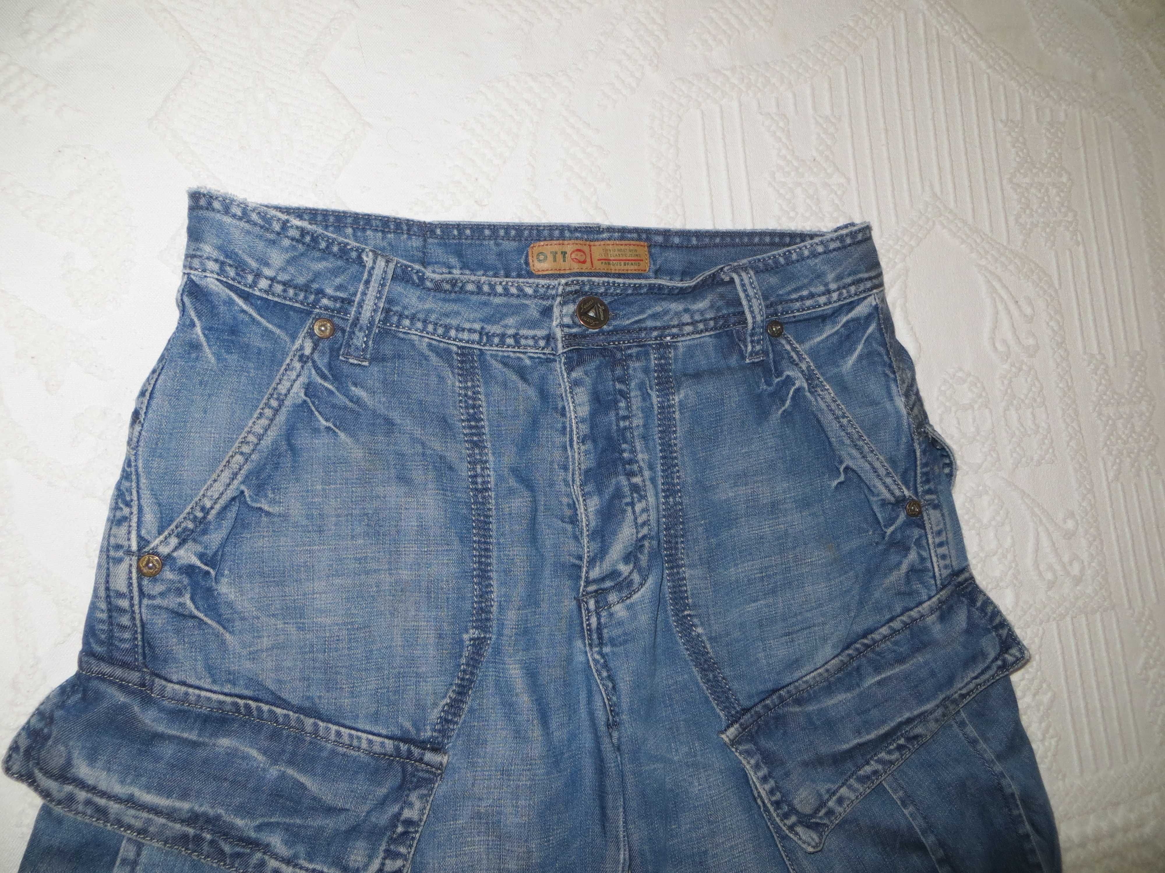 Calções 100 % ganga algodão, One Two One - USA  Classic Jeans - Nº 40