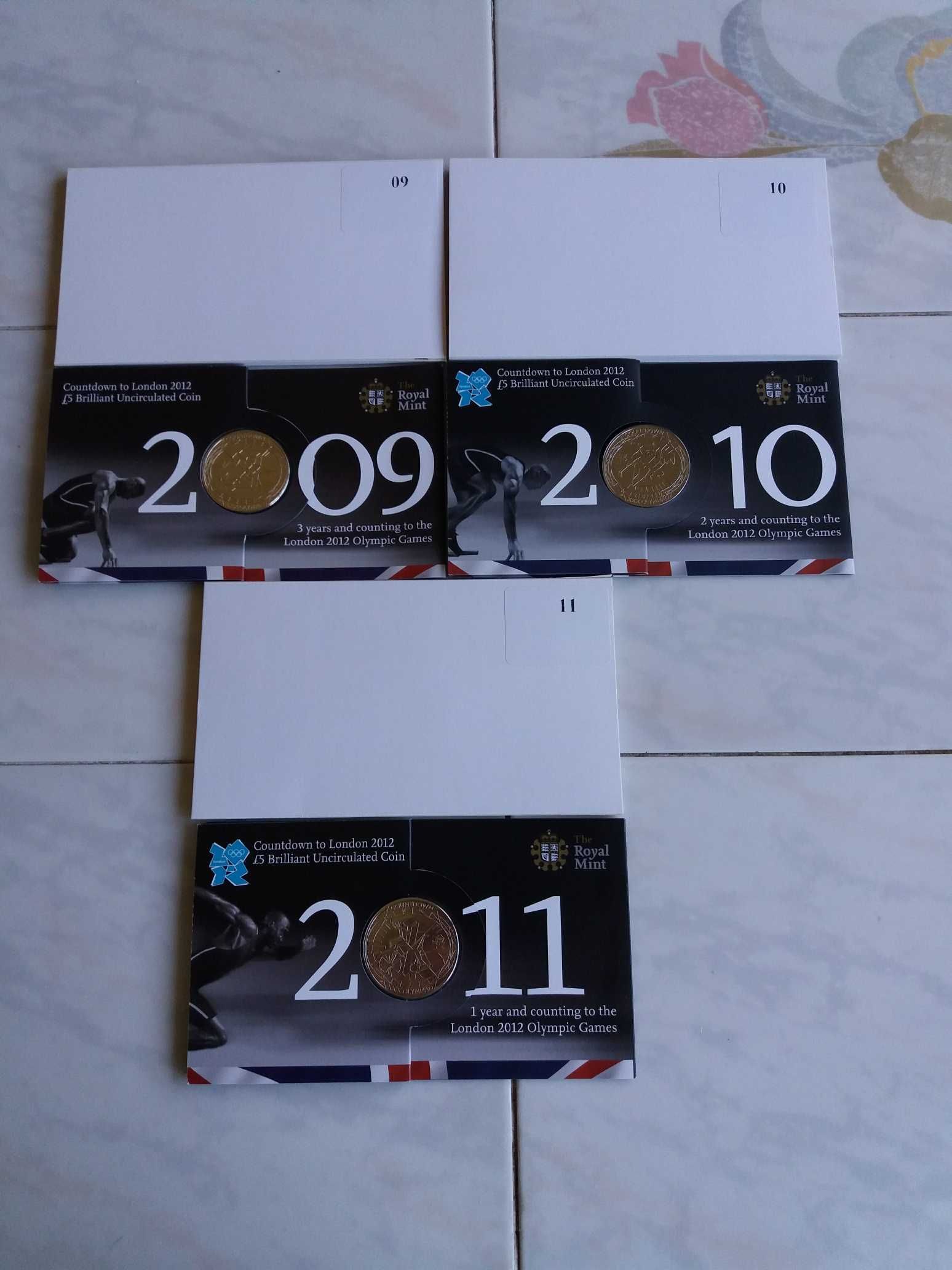 COUNT DOWN TO LONDON 2012 - 3 MOEDAS DE £ 5.00 BNC EM CUPRONÍQUEL