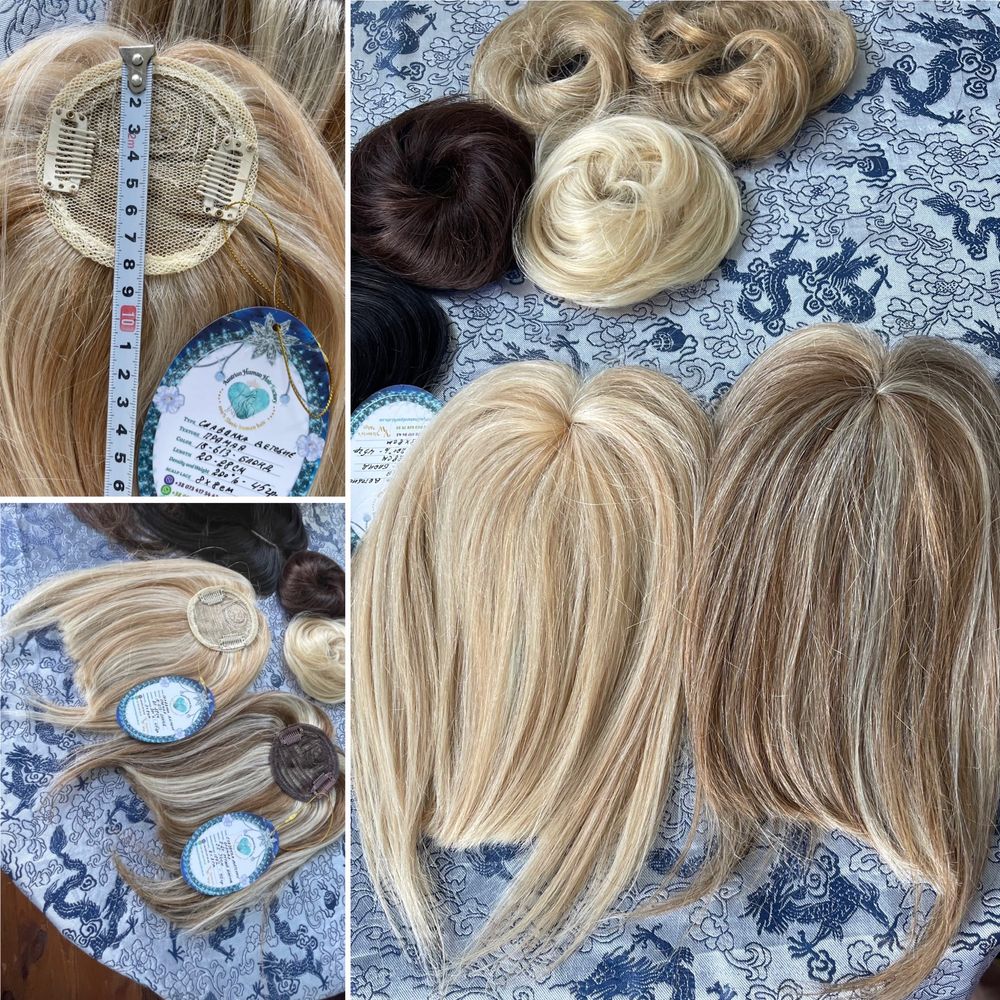 Натуральная чёлка топпер накладка славянский детский волос блонд