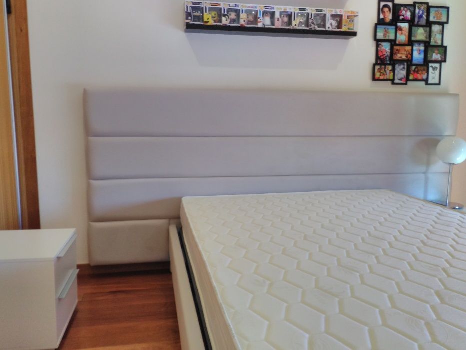 Cama 90 Estofada Nova + Estrado + Colchão (Fabricante)