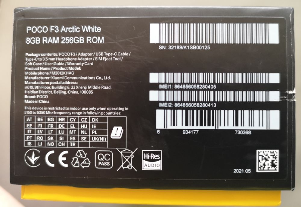 Poco F3 Arabic White 8GB/256GB