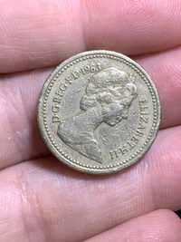 Moeda rara de One pound de 1983 de Elizabete II