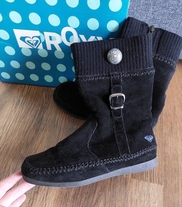 Roxy czarne buty zimowe kozaki zamszowe 37 ocieplone