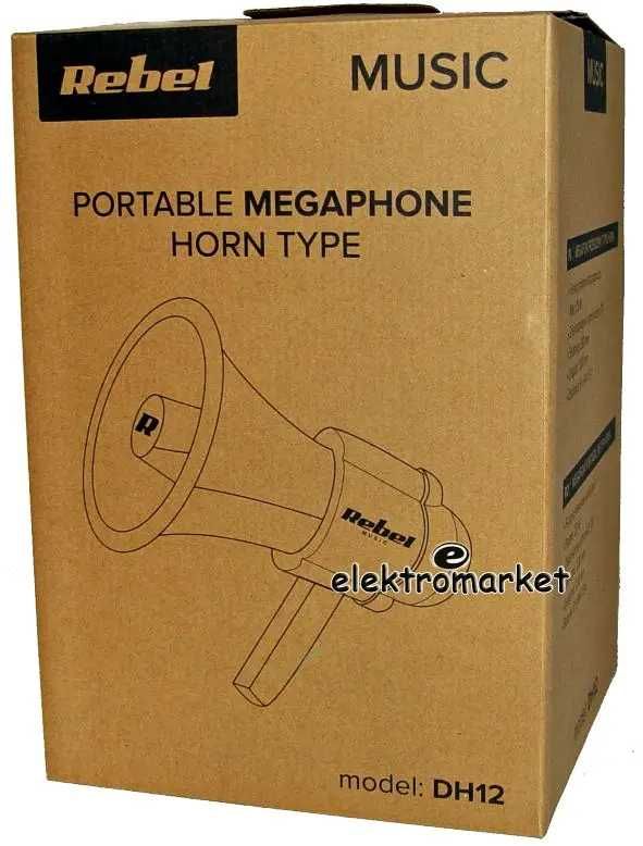 Megafon przenośny DH-12 tuba, szczekaczka, mocny 25W