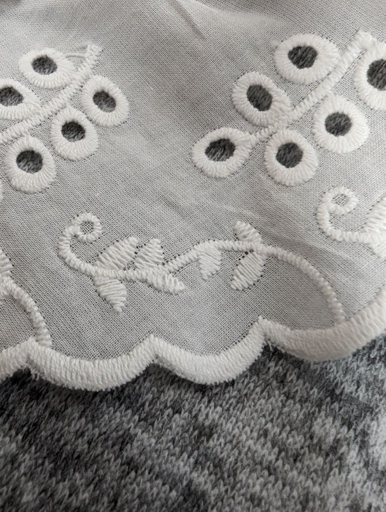 Szary lekki sweter z melanzem  koronkowy haftowany Dorothy Perkins XXL