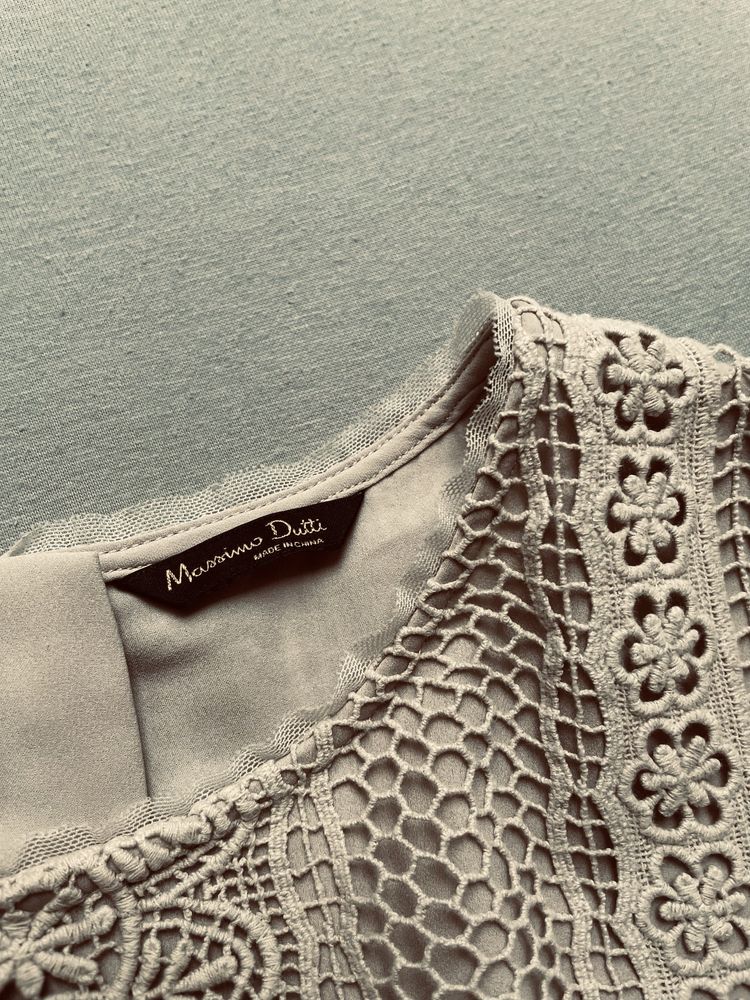 Piękna beżowa ażurowa bluzka koszula koronka Massimo dutti nude S/M