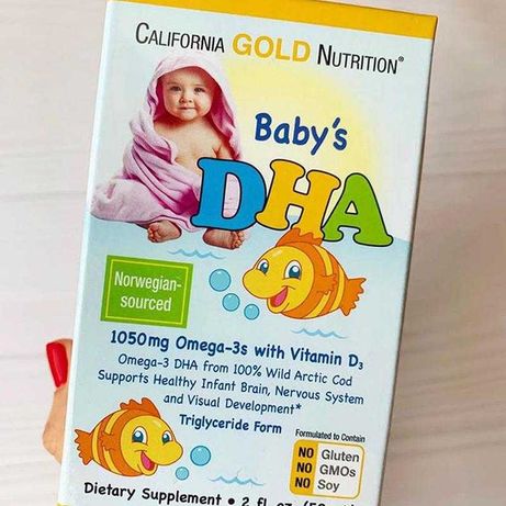 ДГК для детей, омега-3 с витамином D3, 1050 мг, 59 мл. California Gold