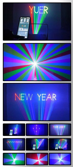 projektor laserowy dyskotekowy RGB 3W Bluetooth DMX własna grafik NOWY