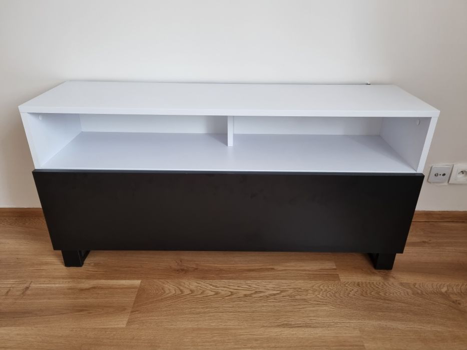 Szafka RTV biały mat/czarny mat 120