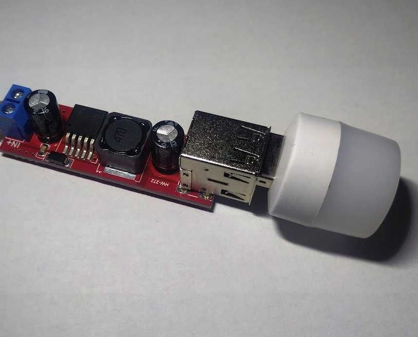 USB Зарядка від 6-40 Вольт+mini USB лампа (Комплект)