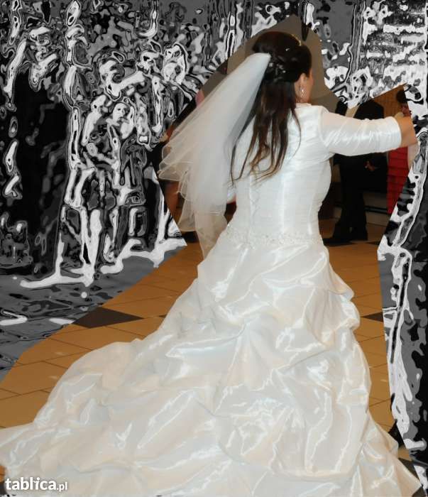 Suknia Ślubna biała jednoczęściwa z dodatkami tanio okazja