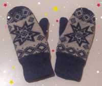 Ciepłe rękawiczki, norweski wzór, dł.24cm