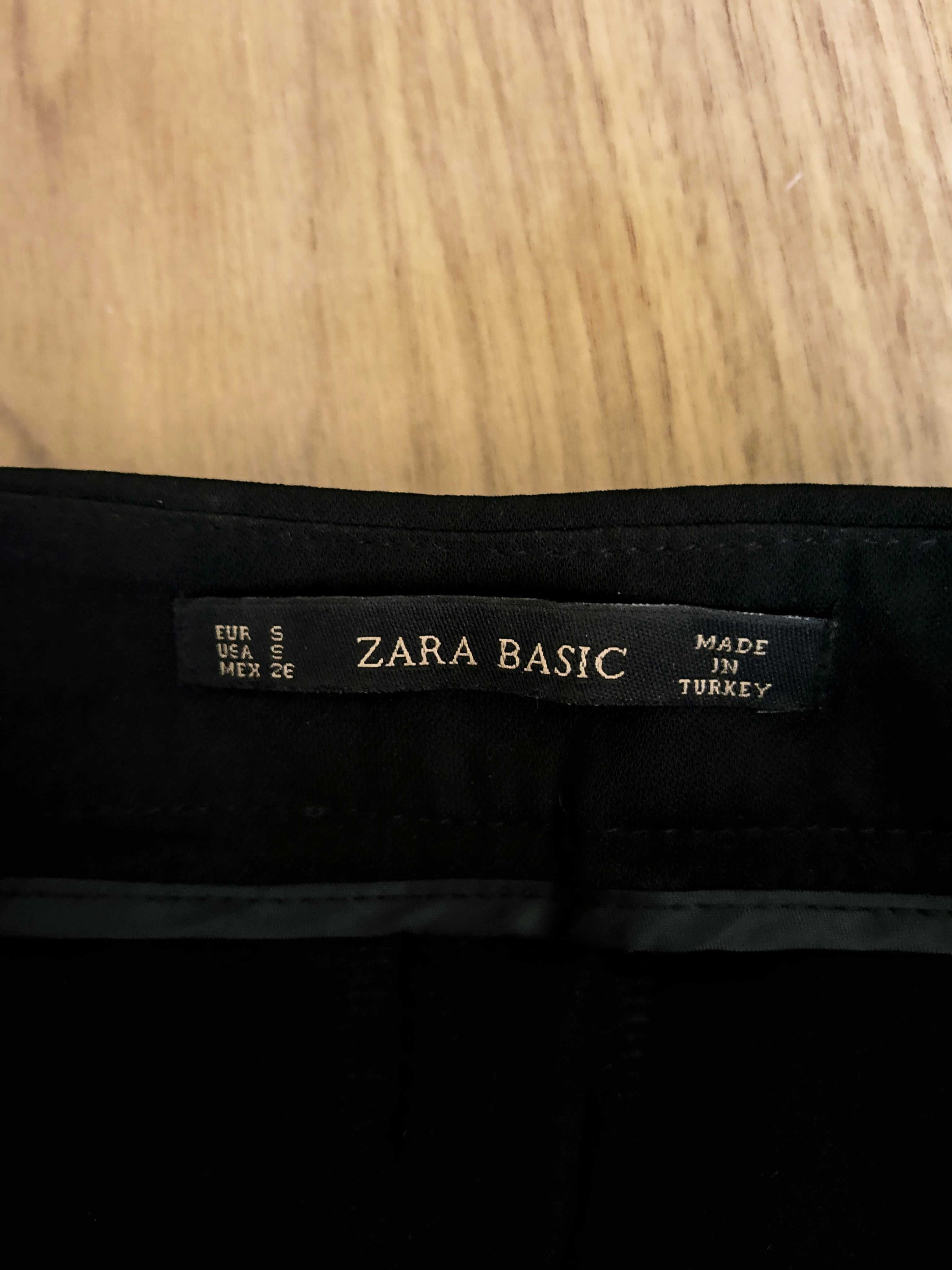 Czarne eleganckie spodnie Zara Basic paper bag klasyka minimalizm