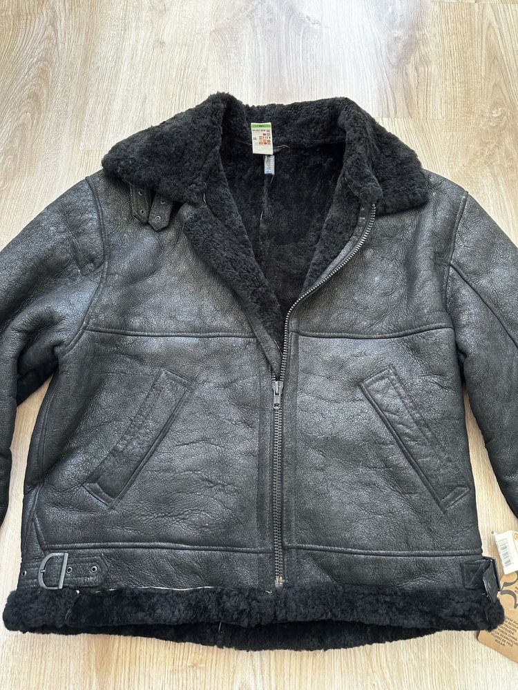 Skórzany kożuch Angelo Litrico C&A, skóra naturalna, futro, L/XL