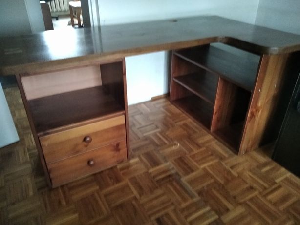 biurko drewniane z blatem dębowym