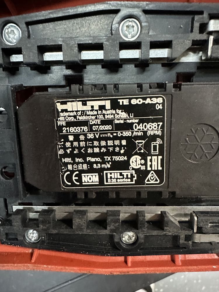 Hilti Te 60 a36 ATC/AVR акумуляторний перфоратор Hilti  Хілті SDS-Max