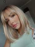 Peruka blond włosy jakości premium refleksy ombre grzywka platyna