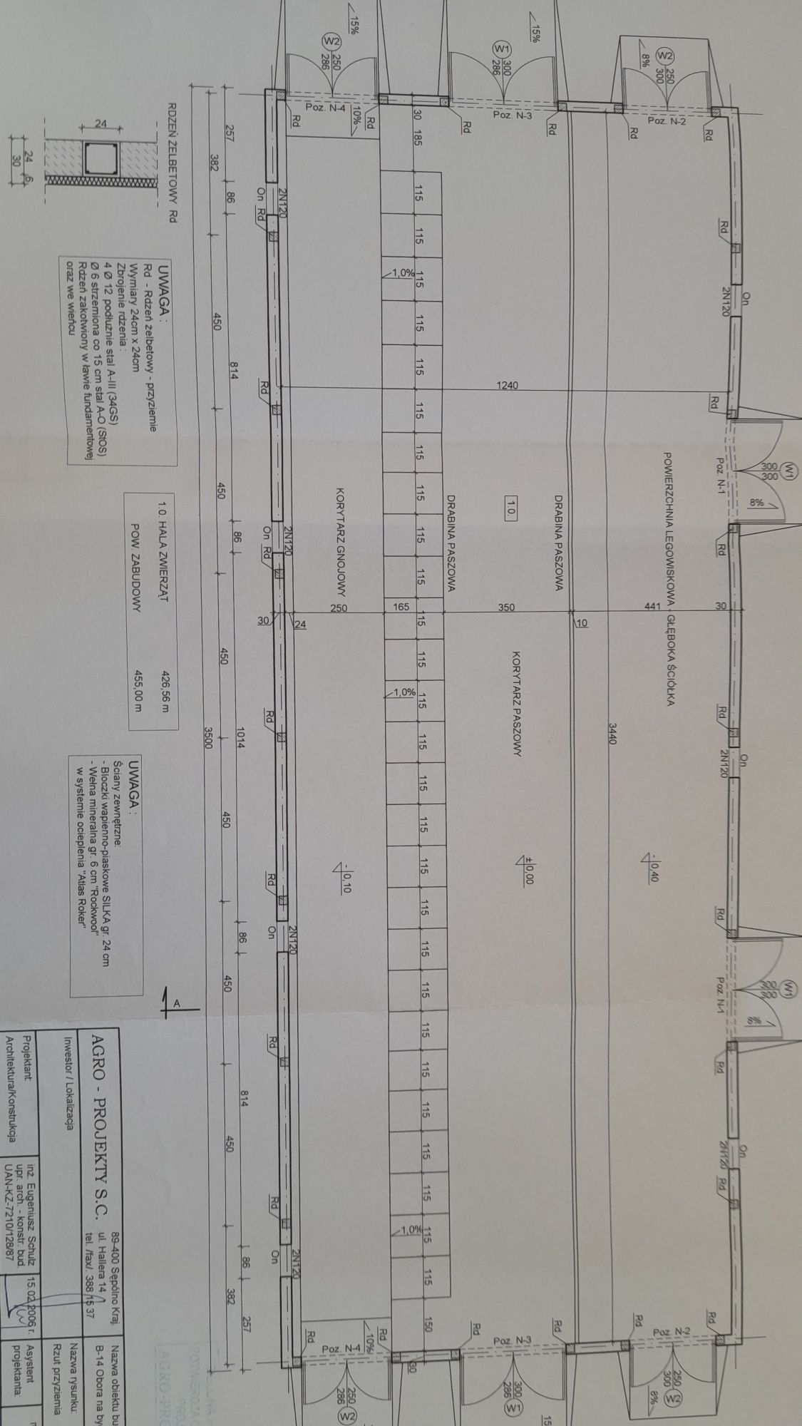 Projekt budowlany obory hali