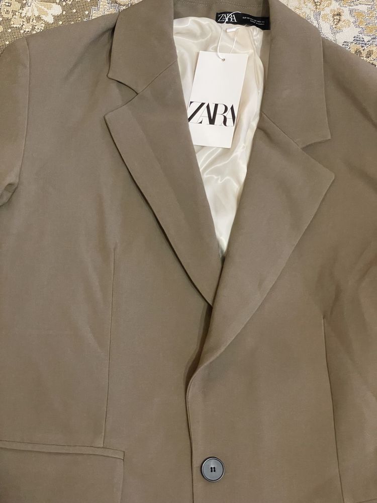 Zara піджак коричневий бежевий зара жакет блейзер пиджак