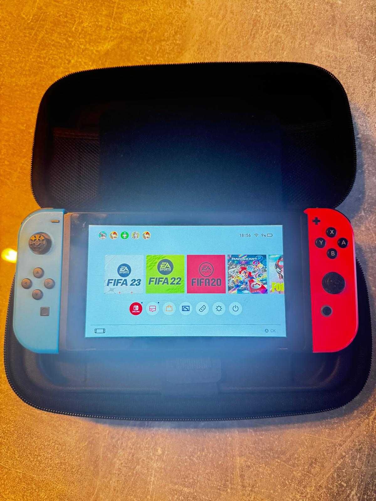 Nintendo Switch + Comando sem fio + Fifa 23 + Mario Kart