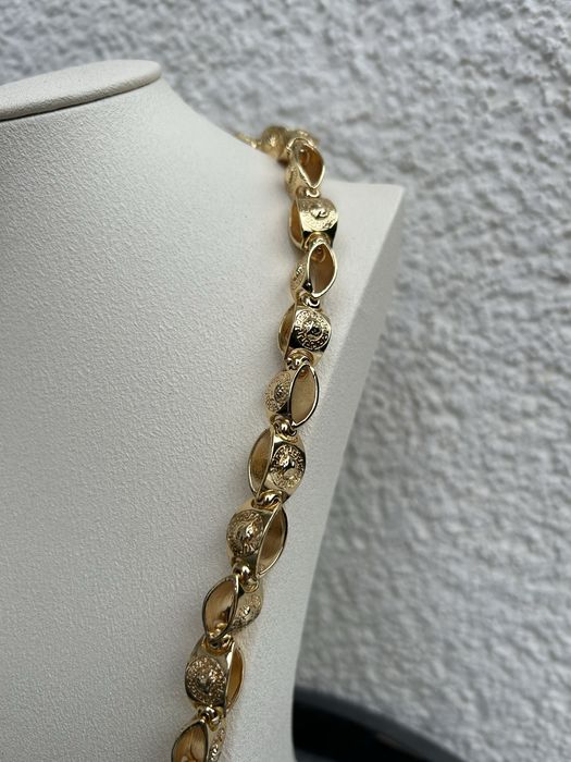 Złoty pozłacany łańcuch łańcuszek splot Versace Królewski