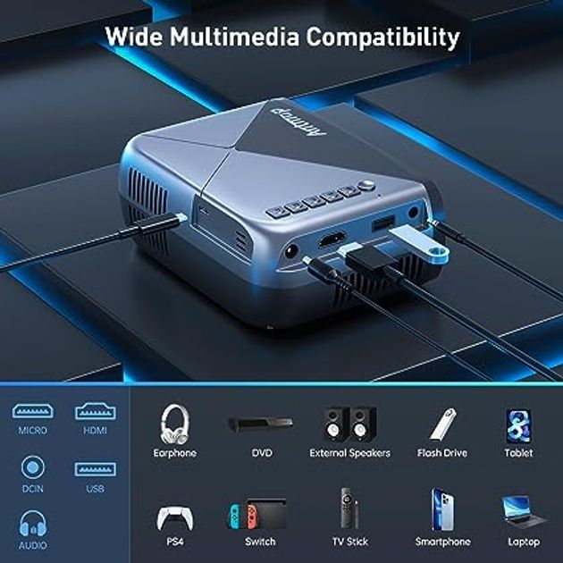 Портативний Wi-Fi мініпроектор Antmap LED HD 150 Лм, HDMI, USB, до 170