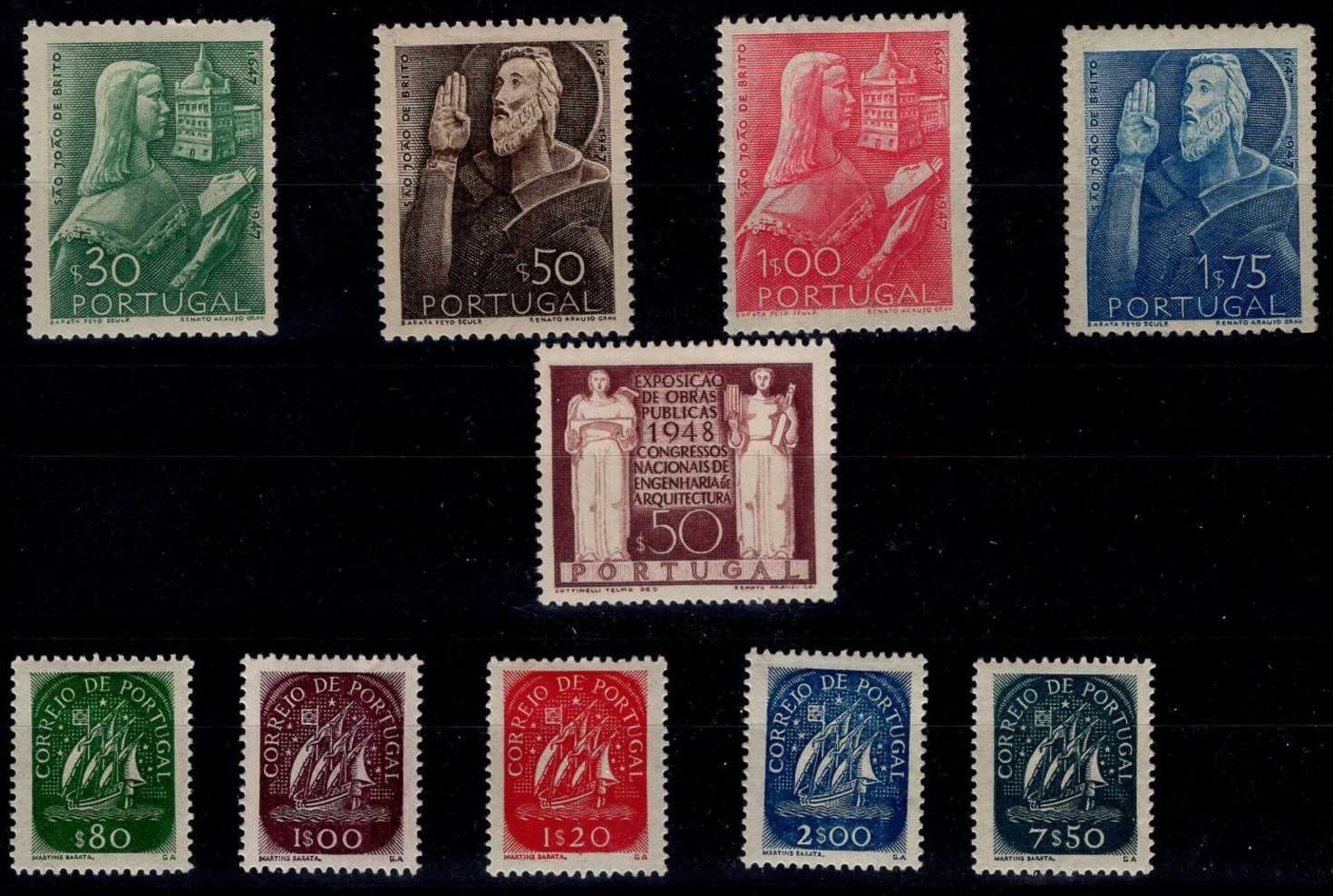 Selos Portugal 1948-Ano Completo Novos c/ leve marca charneira