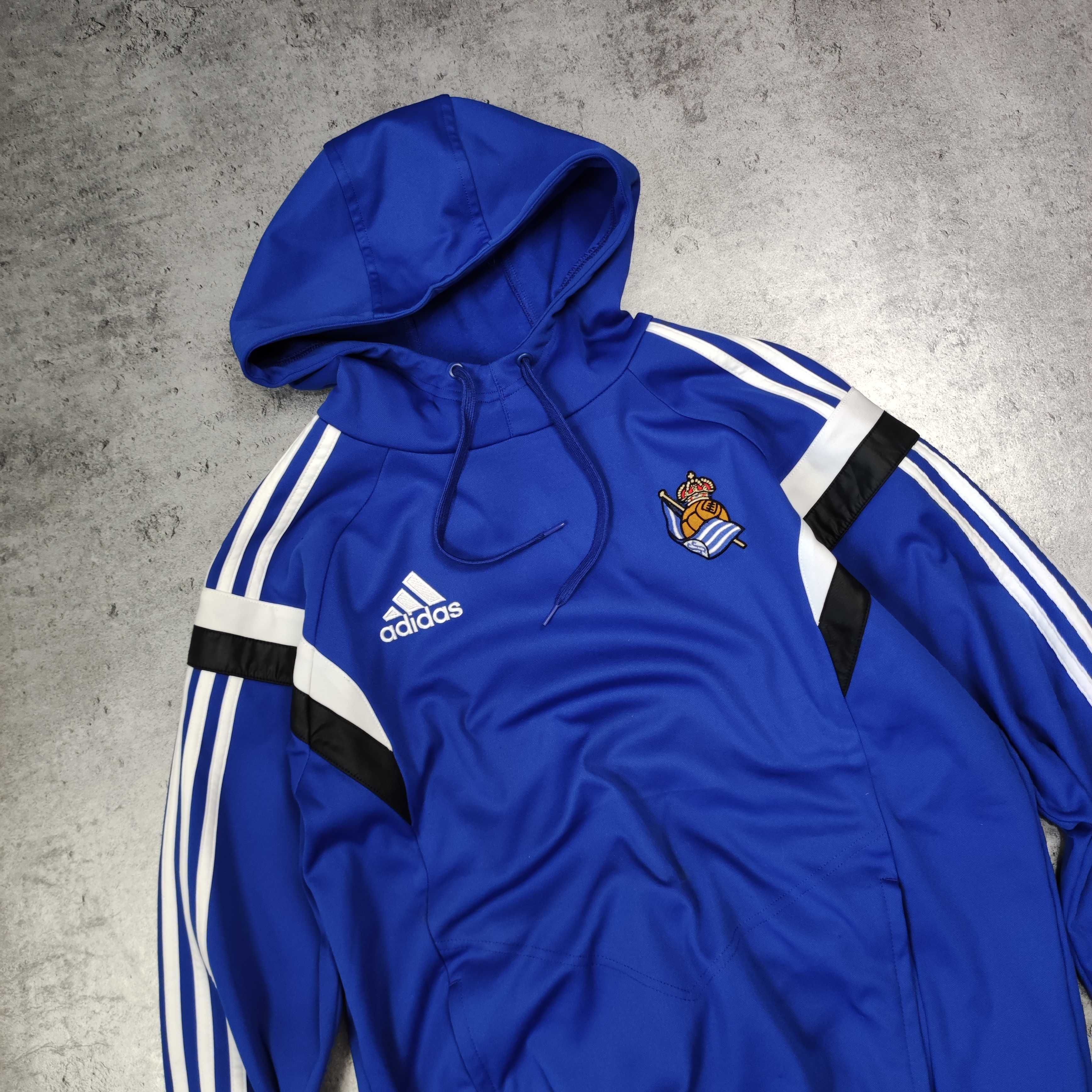 MĘSKA Bluza Sportowa Adidas Piłka Nożna Real Sociedad Kibic z Kapturem