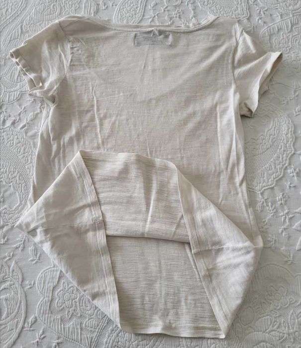 T-shirt Zara manga curta, branca, tamanho M