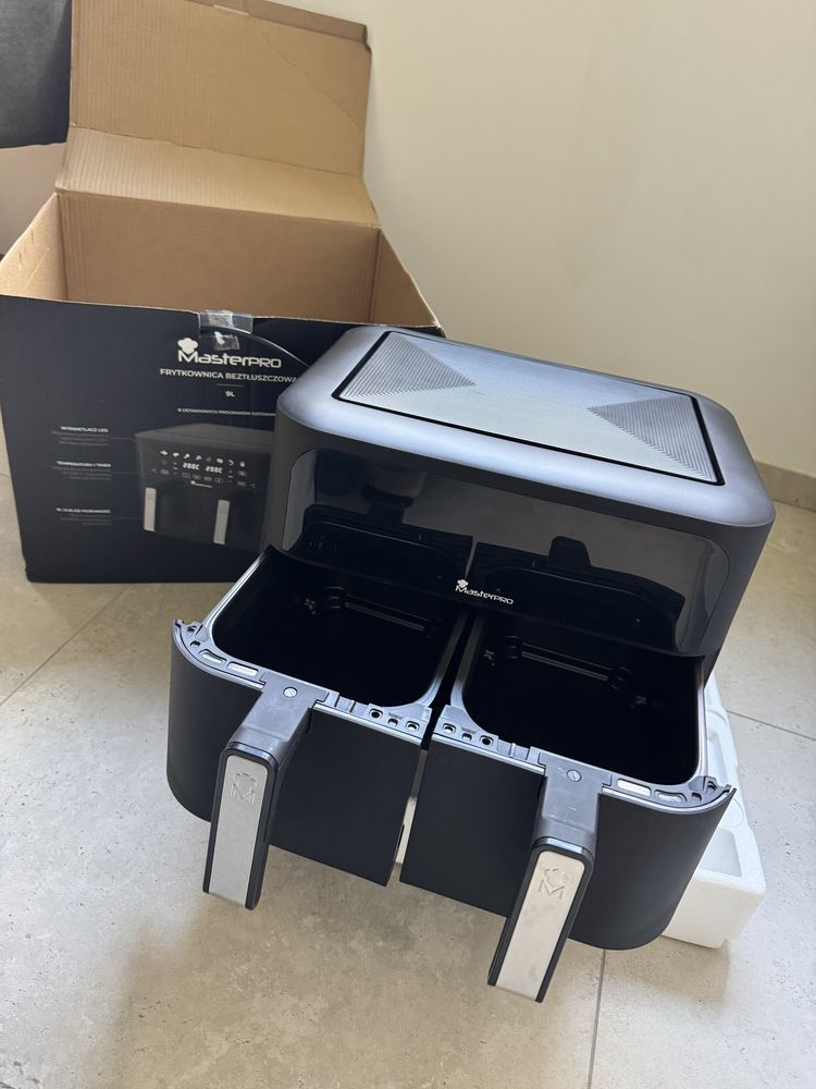 Podwójna frytkownica beztłuszczowa 9L Masterpro lidl Air Fryer, 2400 W