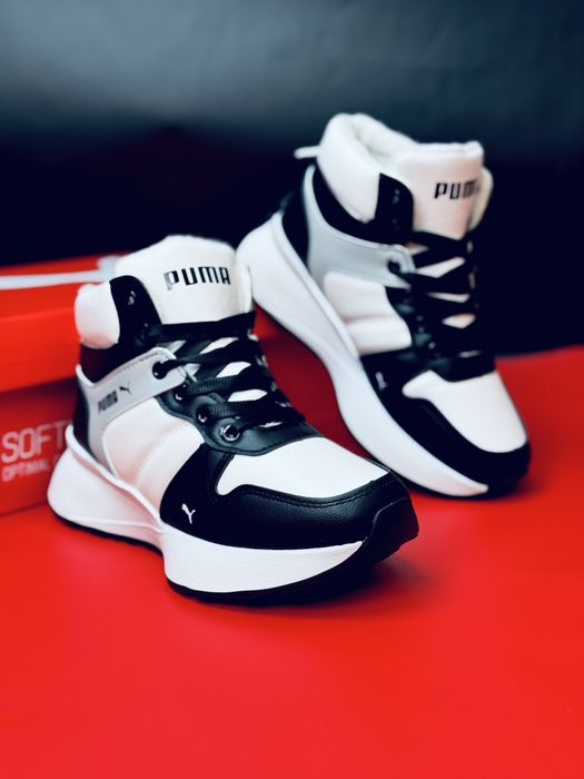 Успей до зимы -70%  Кожаные кроссовки Puma зимние на меху утепленные
