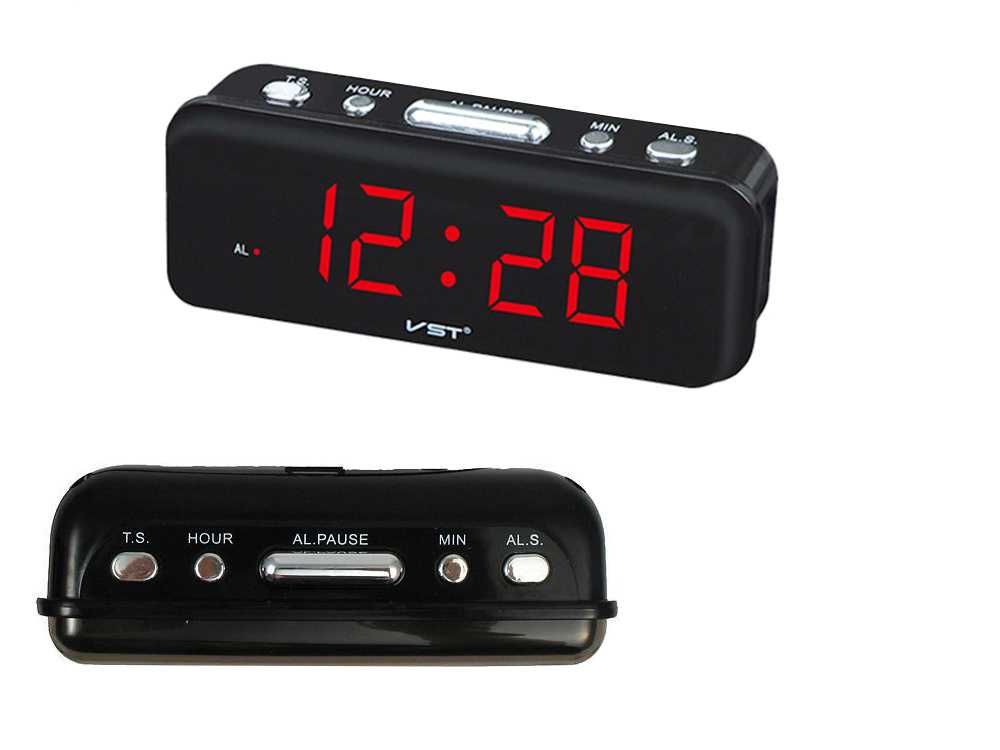Budzik zegar elektroniczny sieciowy LED alarm