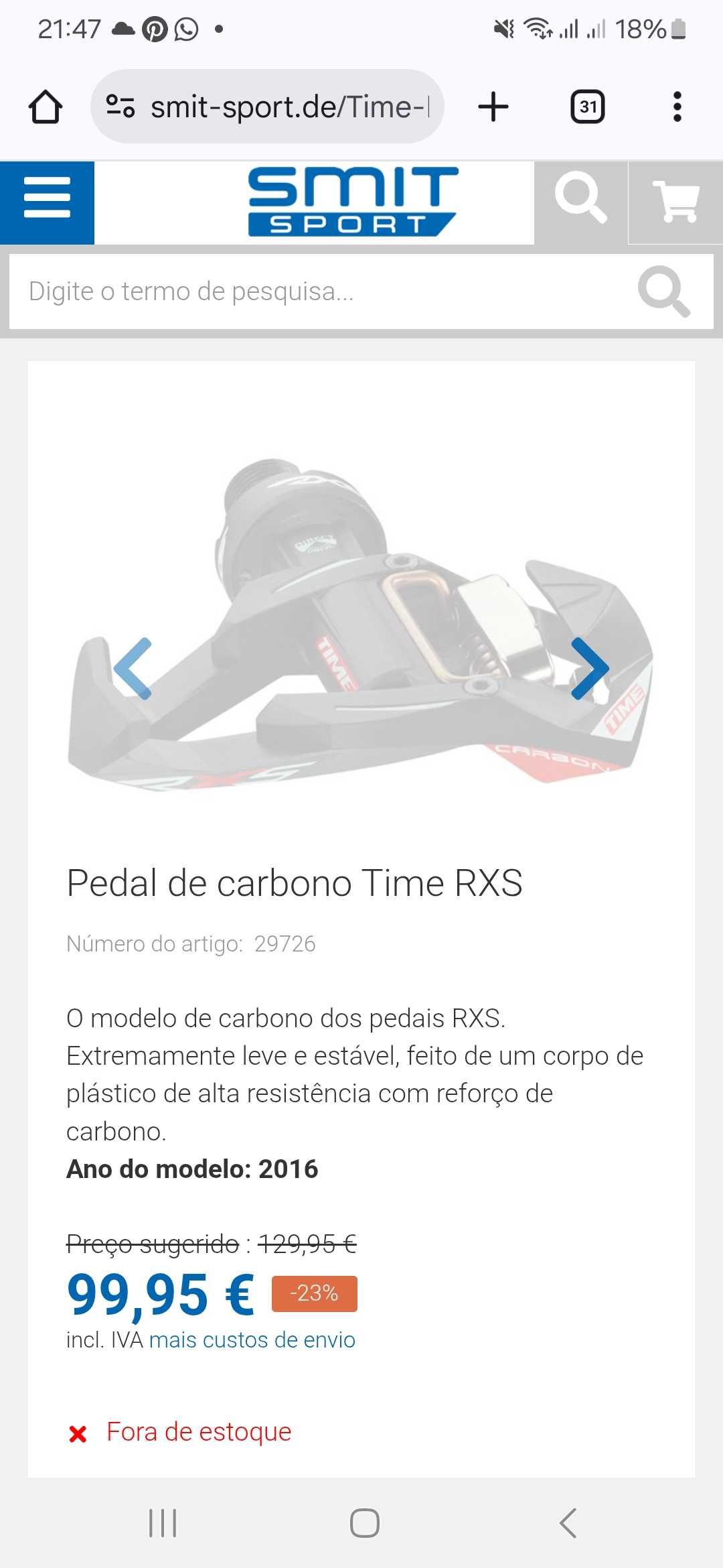 Pedais time rxs carbon