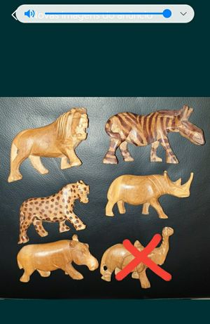 Figuras antigas Africa Animais madeira zebra elefante Leão rinoceronte