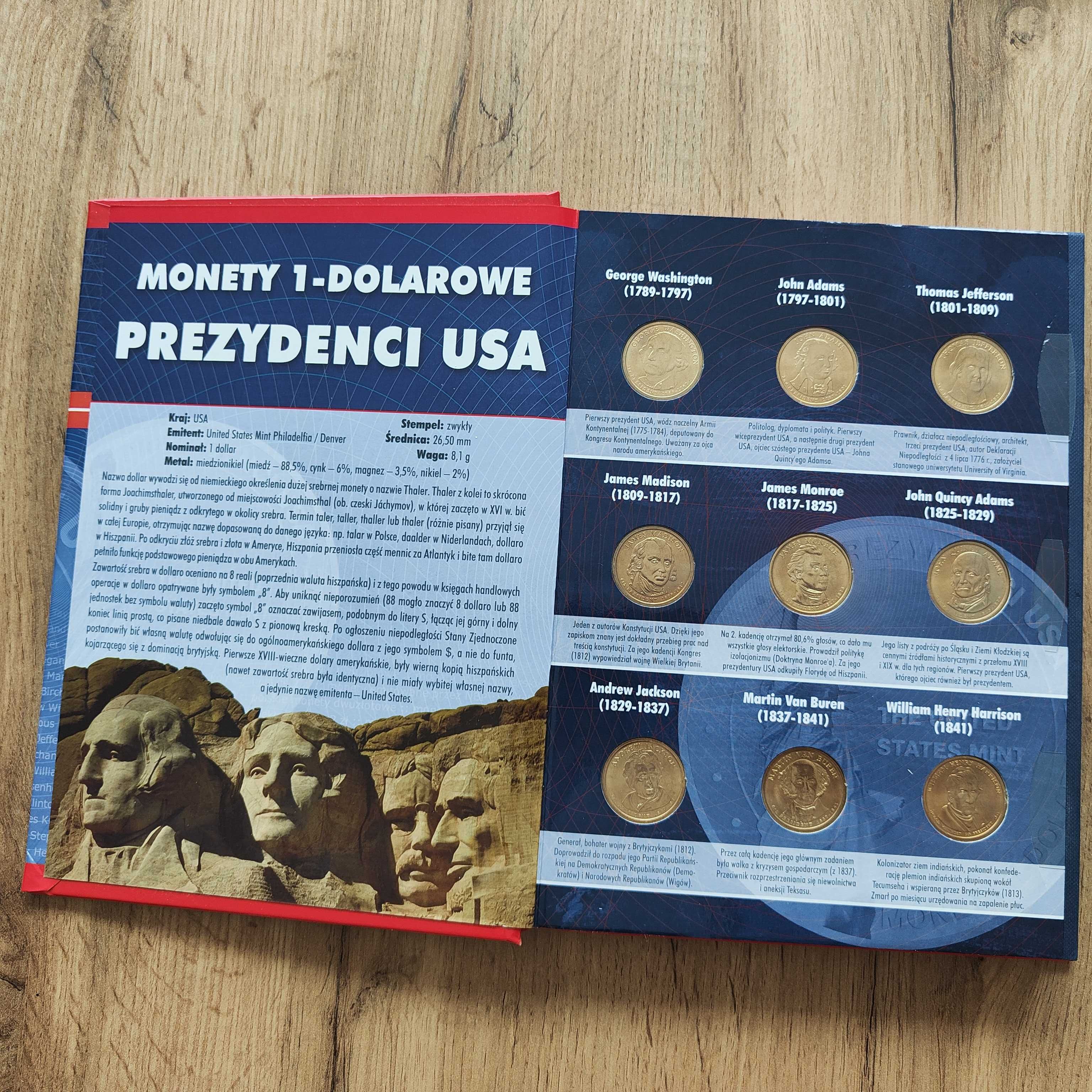 Album klaser na monety Jednodolarówki Prezydenci USA wraz z 11monetami