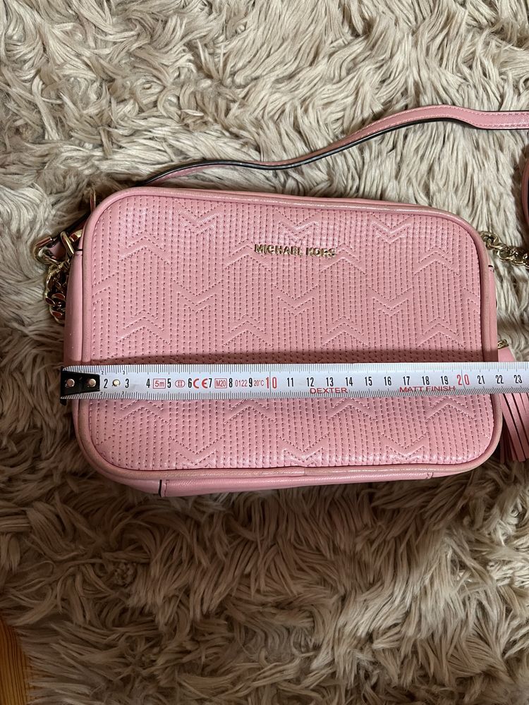 Michael Kors jest set corssbody listonoszka torebka z brelokiem różowa