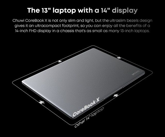 Laptop CHUWI CoreBook X 14" IPS i3-1215U 8GB RAM 512GB SSD Windows 11