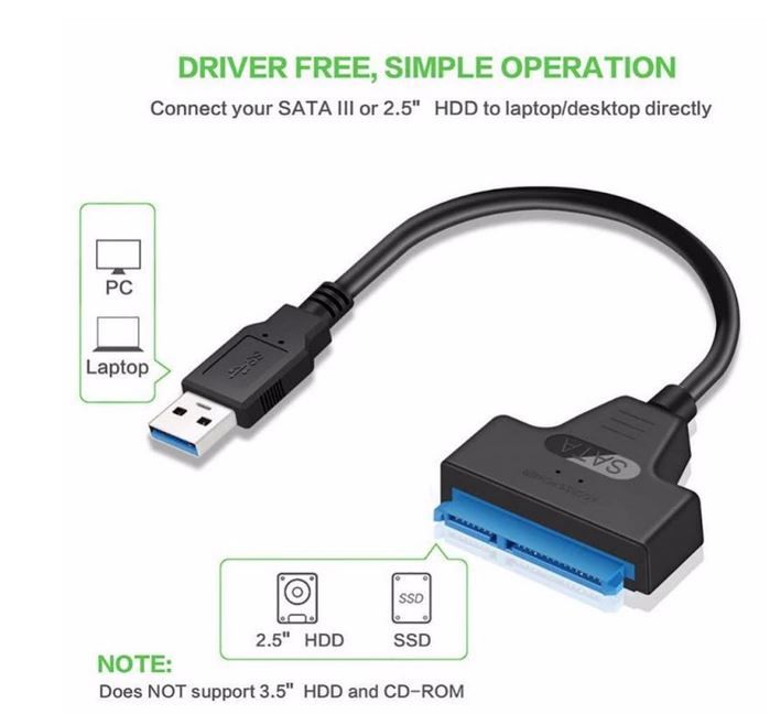 Adaptador SATA para disco 2'5 para USB 3.0