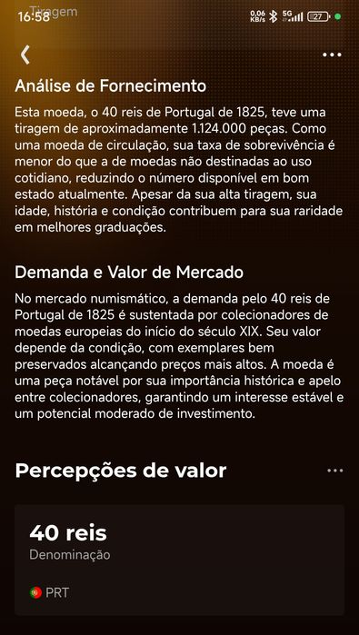 Moeda antiga de 1825