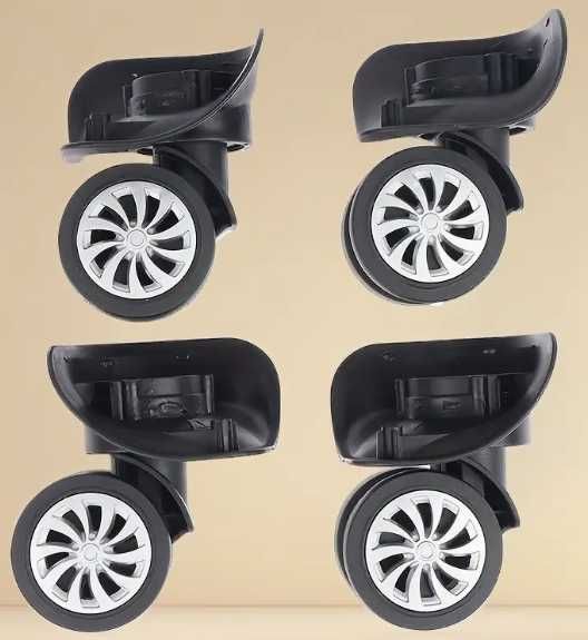 4 szt. 2xL i 2xR Ciche Koła kółka do Walizki Czarne