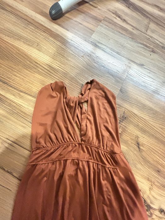 Ruda długa sukienka,letnia maxi sukuenka